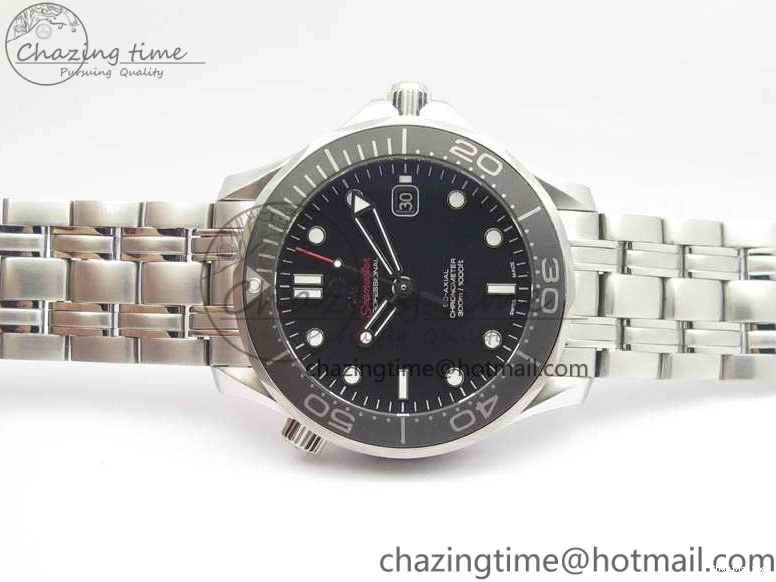0823 Flexible Seamaster 300M SS OMF 1:1 Best Edition Black Dial Matt Black Ceramic Bezel On SS Bracelet A 8147
